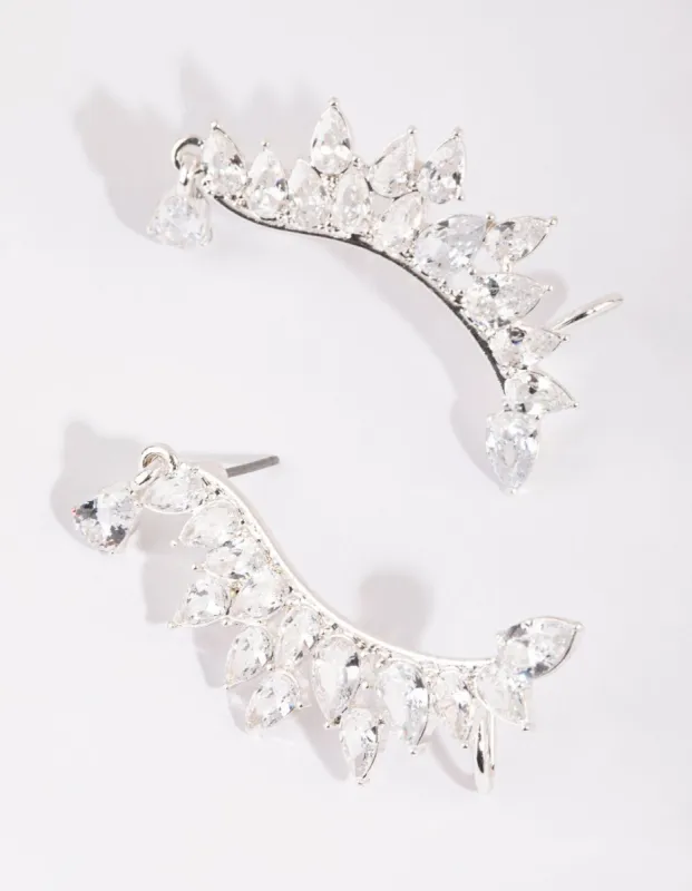 Silver Cubic Zirconia Statement Pear Cuff Earrings sold by lovisa