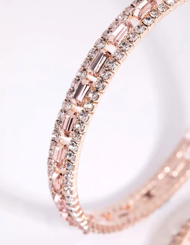 Rose Gold Baguette Centre Hoop Earrings sold by lovisa
