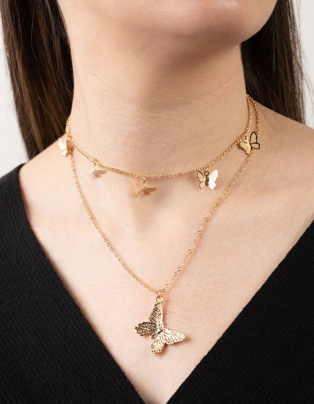 Gold Multi Butterfly Layered Necklace sold by lovisa product image thumbnail 2