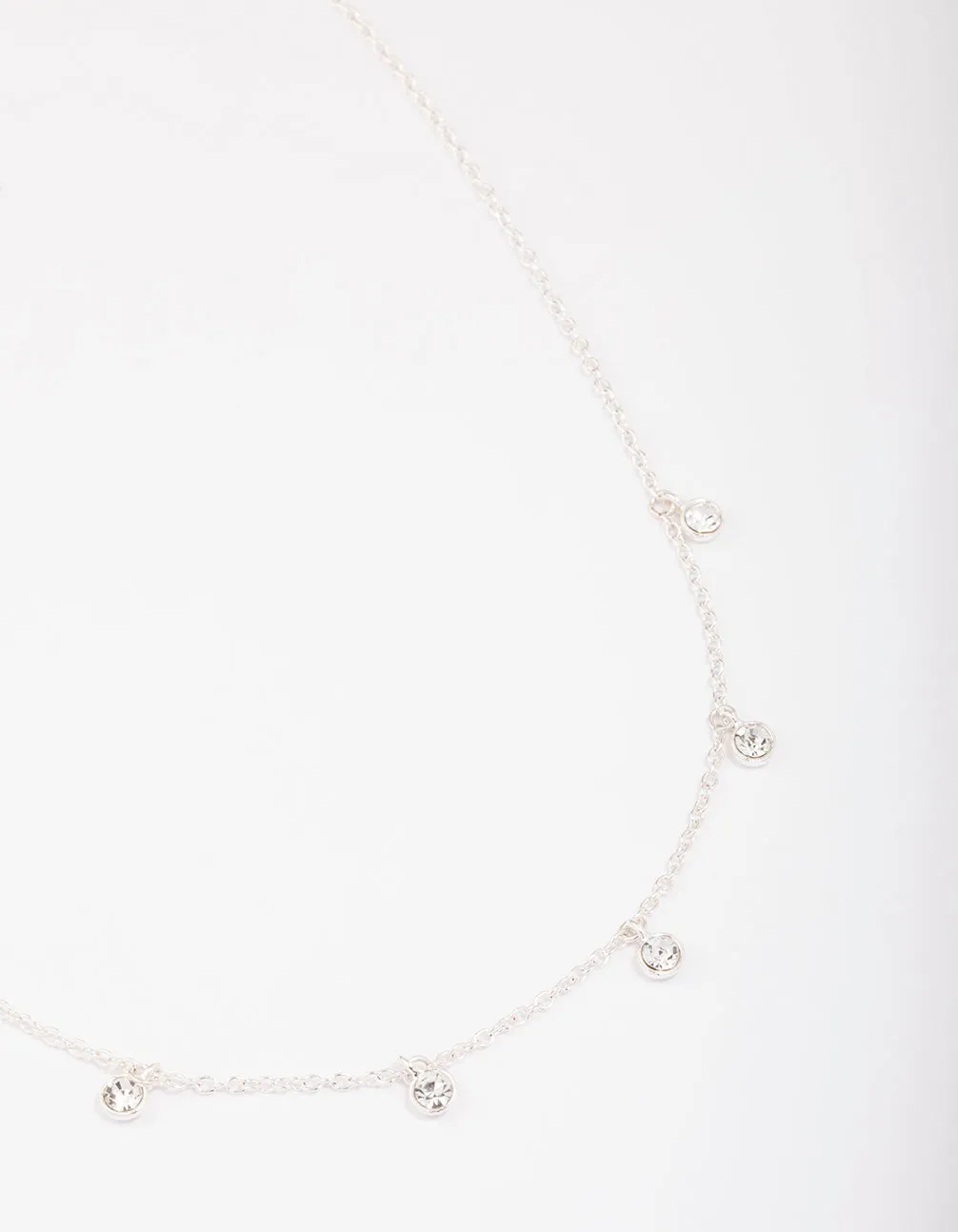 Silver Bezel Diamante Droplet Necklace sold by lovisa
