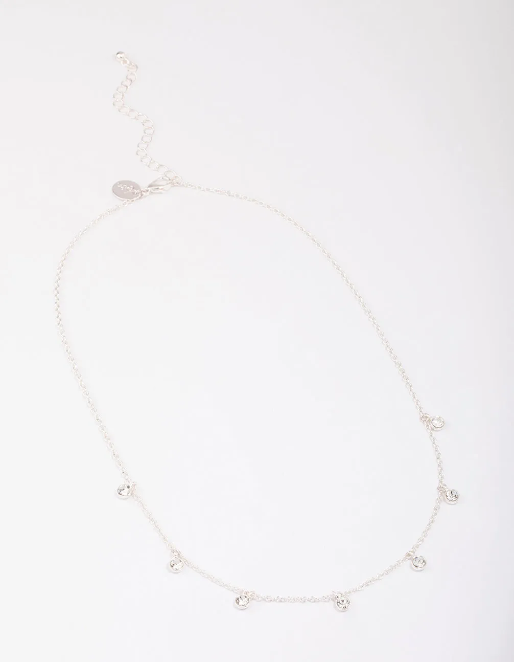 Silver Bezel Diamante Droplet Necklace sold by lovisa product image thumbnail 5