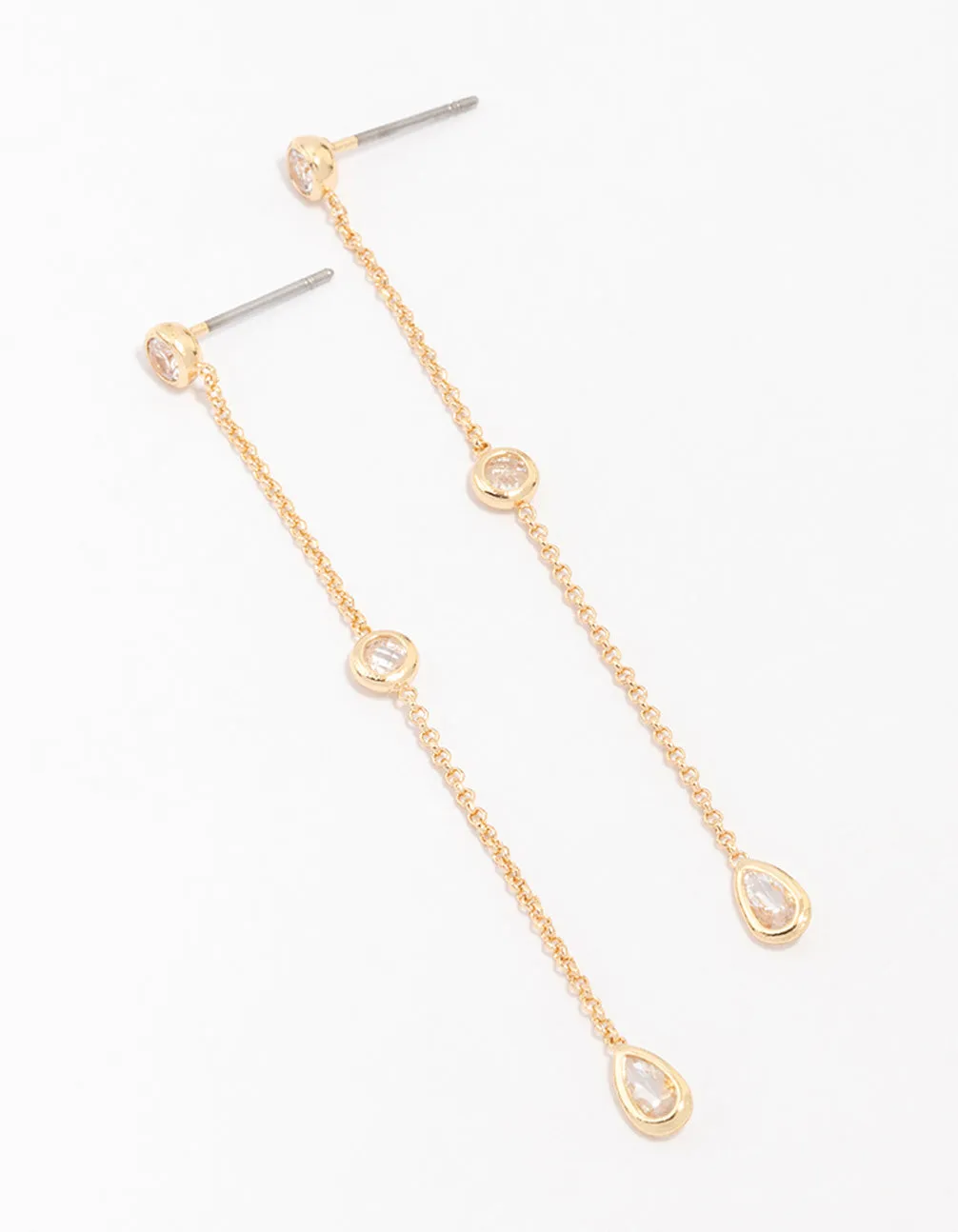 Gold Cubic Zirconia Round & Teardrop Earrings sold by lovisa