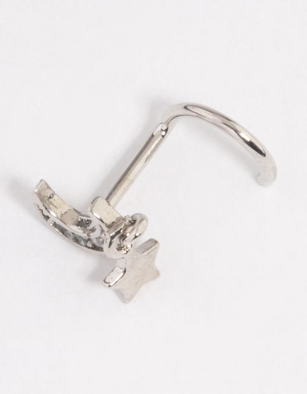 Rhodium Surgical Steel Moon Charm Nose Stud sold by lovisa product image thumbnail 2