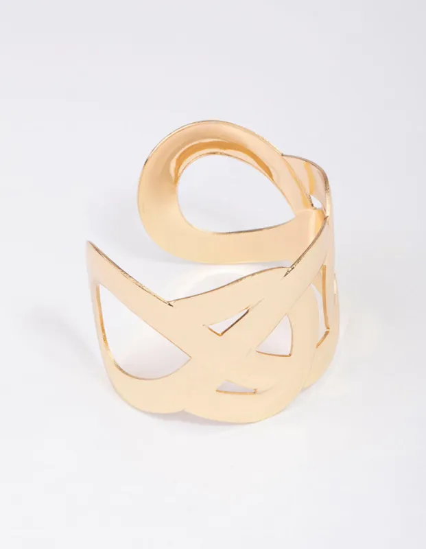 Gold Large Intertwined Wrist Cuff sold by lovisa
