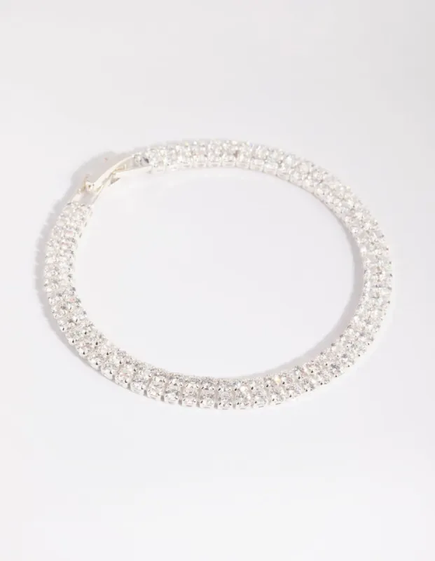 Silver Cubic Zirconia Layered Cup Chain Tennis Bracelet sold by lovisa