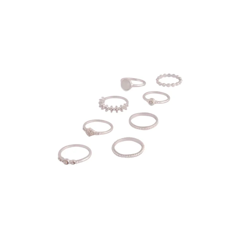 Silver Glamorous Diamante Ring 8-Pack sold by lovisa