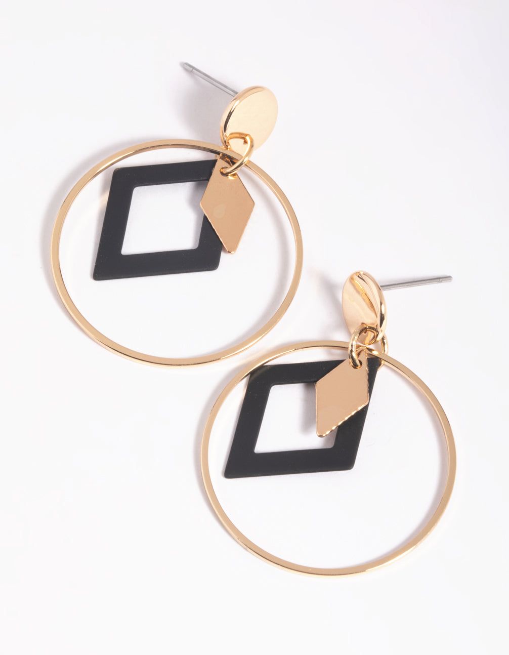 Black Circle Drop Earrings sold by lovisa