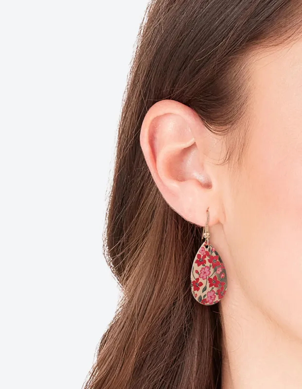 Pink Painted Flower Teardrop Earrings sold by lovisa