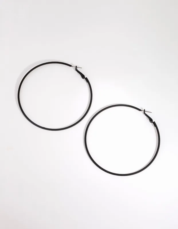 Matte Black Motor Fine Hoop Earrings sold by lovisa
