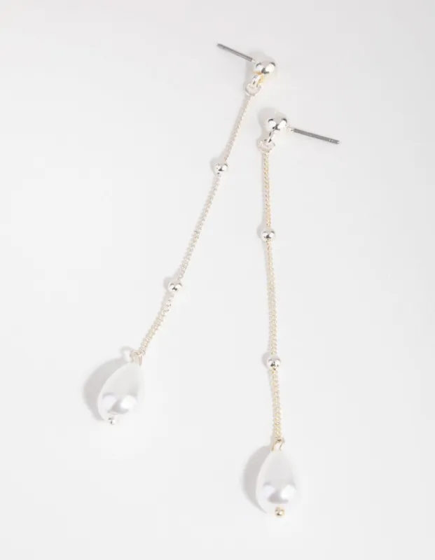 Silver Teardrop Pearl Drop Earrings sold by lovisa