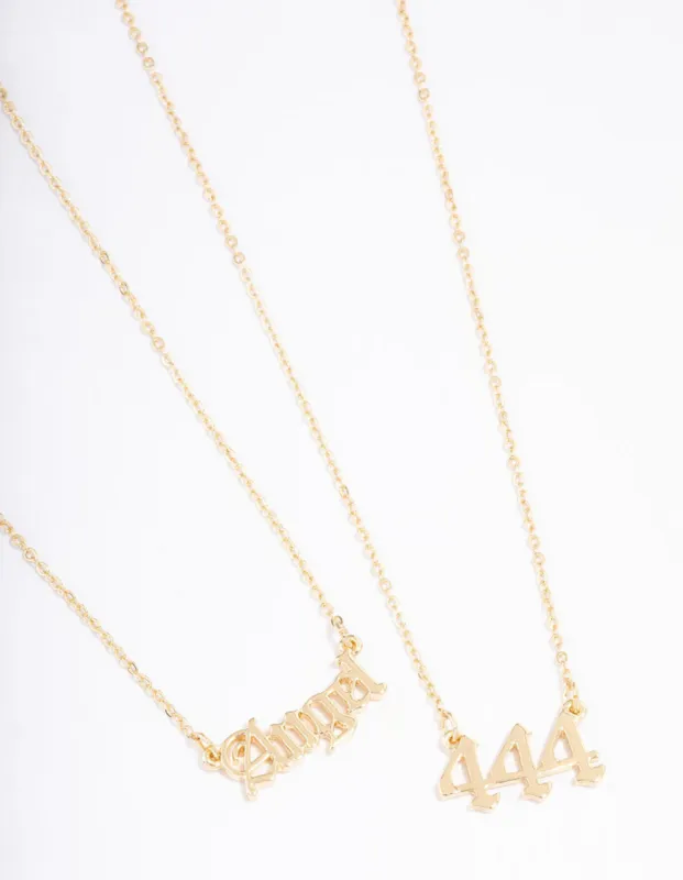 Gold Plated Angel Number '444' Layered Necklace sold by lovisa