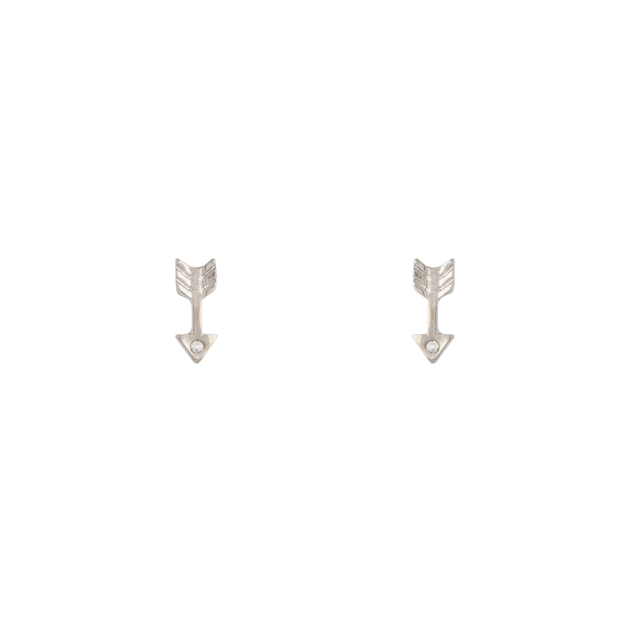 Rhodium Arrow Diamante Stud Earrings sold by lovisa