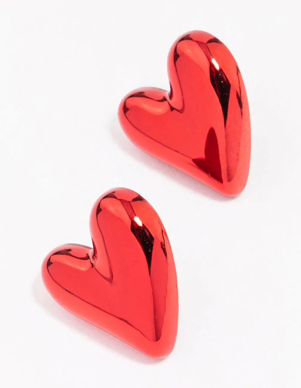 Red Puffy Heart Stud Earrings sold by lovisa