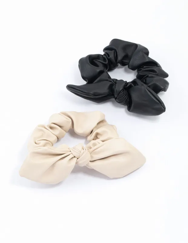 Faux Leather Large Bow Hair Scrunchie Pack sold by lovisa