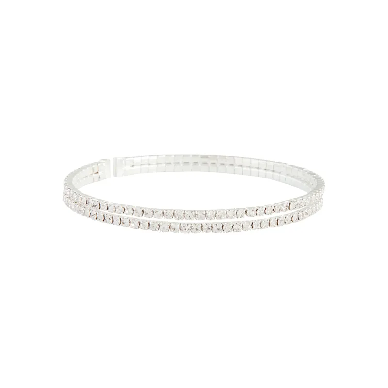 Silver Double Diamante Bangle sold by lovisa