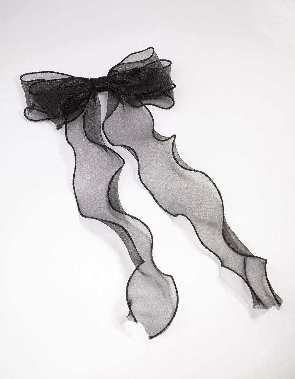 Black Fabric Organza Curl Hair Bow Clip sold by lovisa