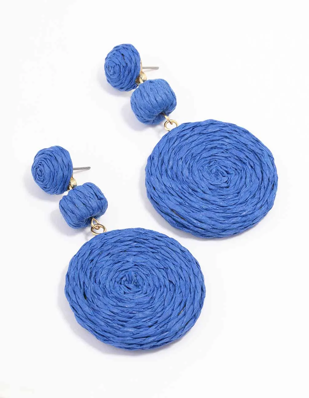 Gold Raffia Triple Disc Drop Earrings sold by lovisa