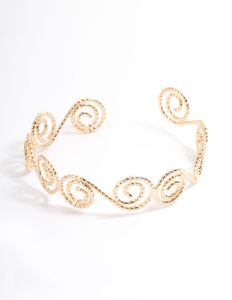 Gold Hammered Spiral Bangle Arm Cuff sold by lovisa