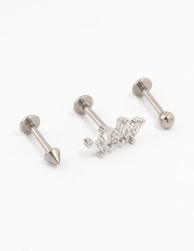 Titanium Marquise And Arrow Flat Back 3-Pack sold by lovisa