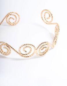 Gold Hammered Spiral Bangle Arm Cuff sold by lovisa