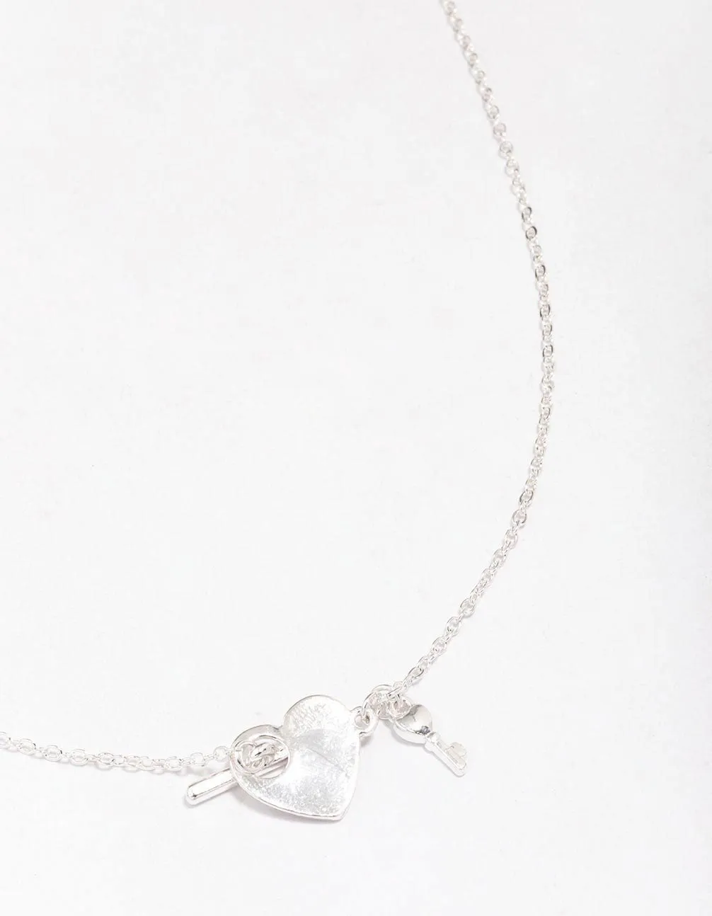 Silver Locked Heart T&O Pendant Necklace sold by lovisa