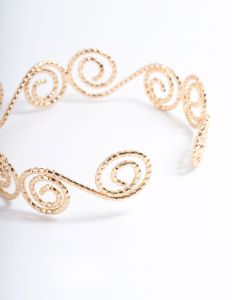 Gold Hammered Spiral Bangle Arm Cuff sold by lovisa