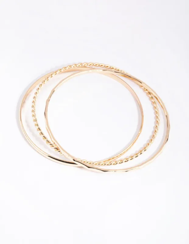 Gold Detail & Plain Bangle Pack sold by lovisa