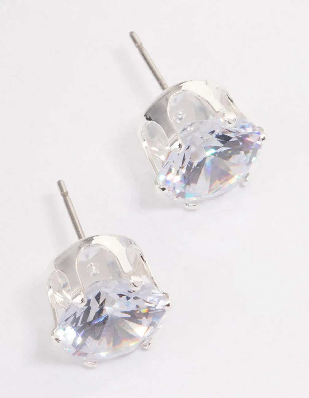 Silver Plated Cubic Zirconia Round Plain Stud Earrings sold by lovisa product image thumbnail 2