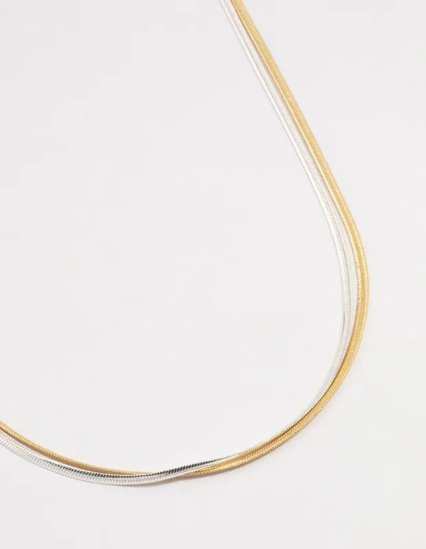 Mixed Metals  Double Chain Necklace sold by lovisa