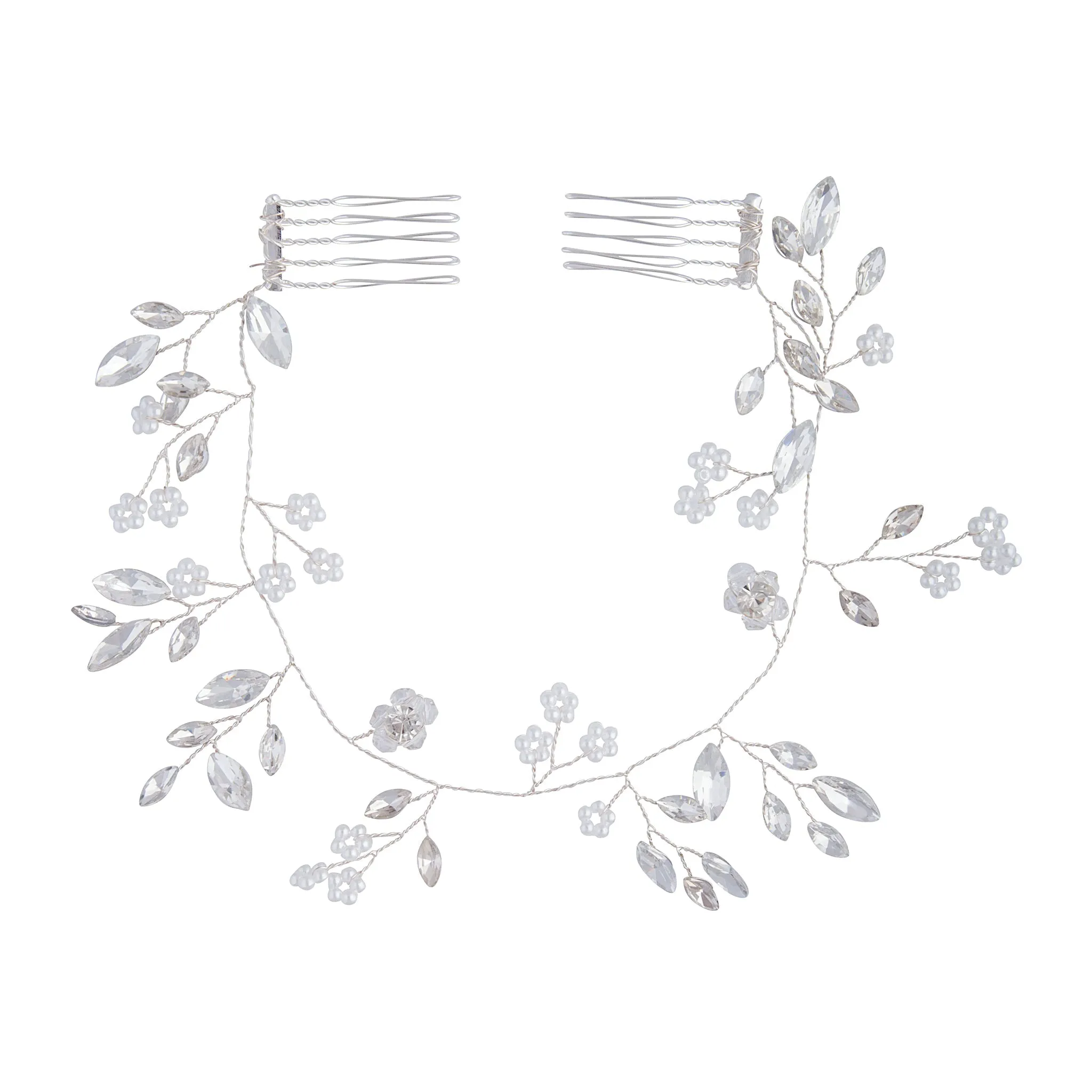 Silver Faceted Pearl Leaf Hair Vine sold by lovisa