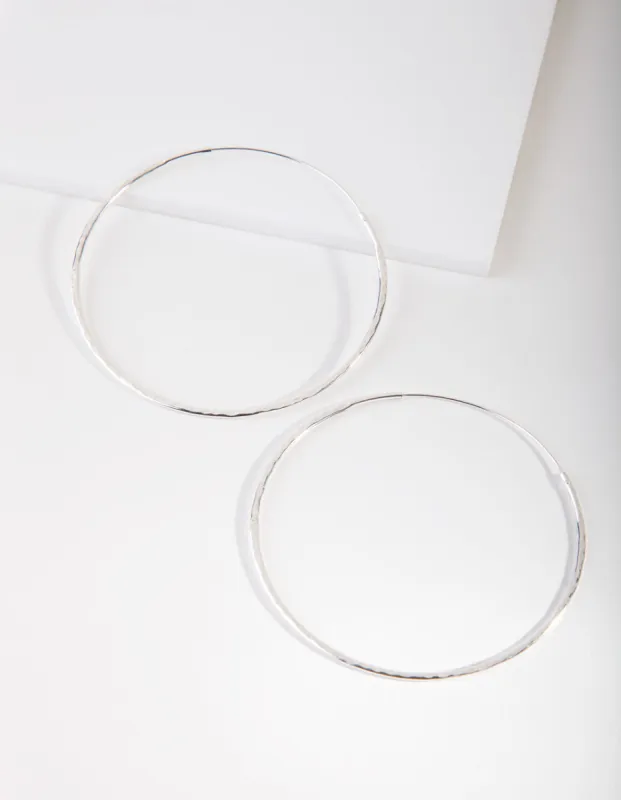 Sterling Silver Hammered Hoop Earrings sold by lovisa