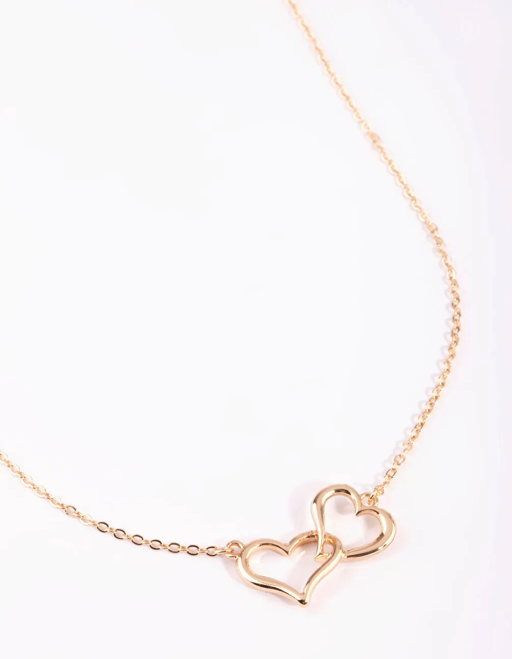 Gold Interlocked Hearts Necklace sold by lovisa
