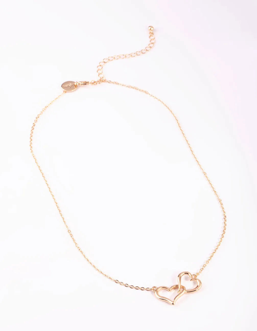 Gold Interlocked Hearts Necklace sold by lovisa product image thumbnail 2