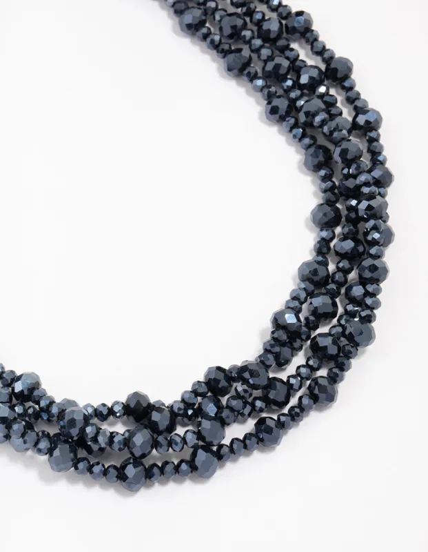 Midnight Rhodium Cord Choker Necklace sold by lovisa