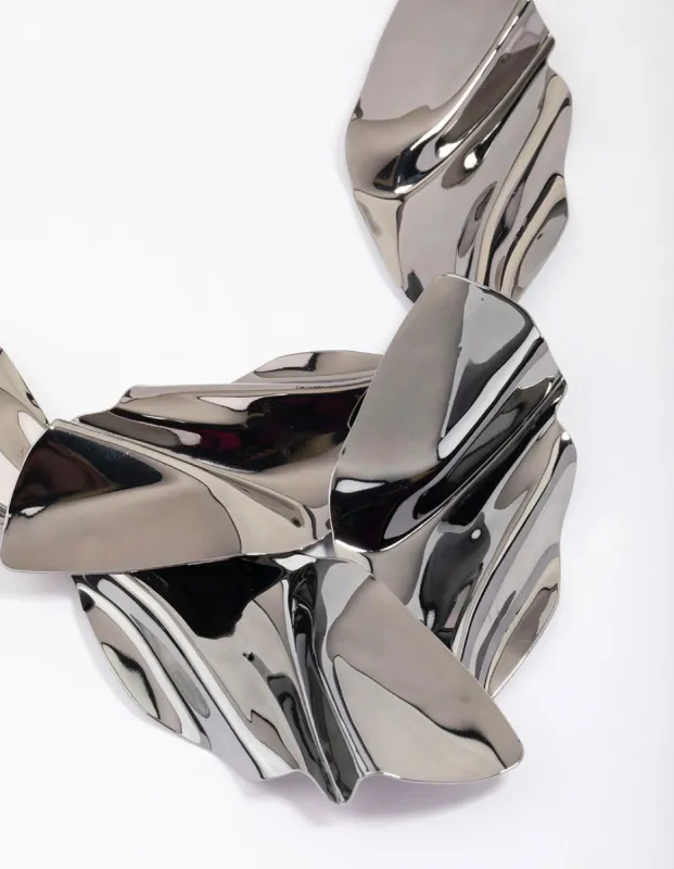 Gunmetal Abstract Disc Statement Necklace sold by lovisa