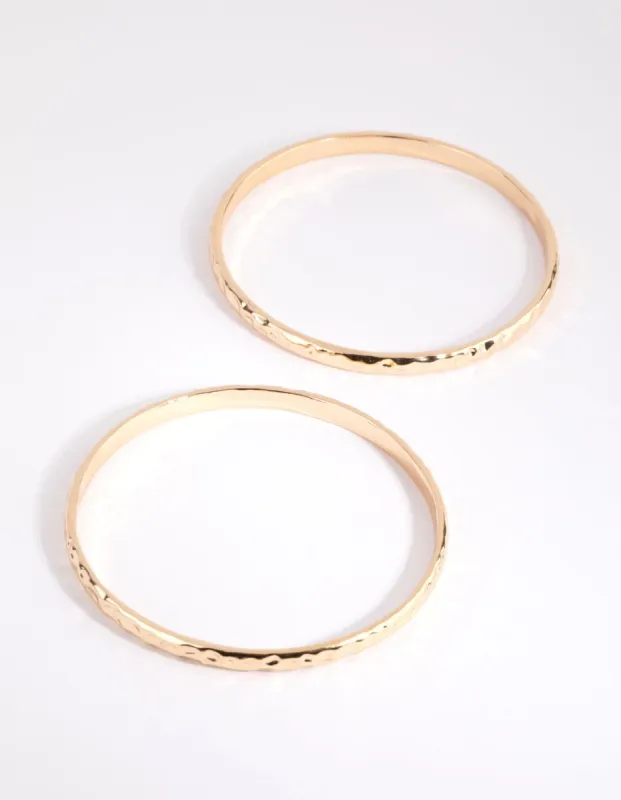 Gold Hammered Bangle Pack sold by lovisa