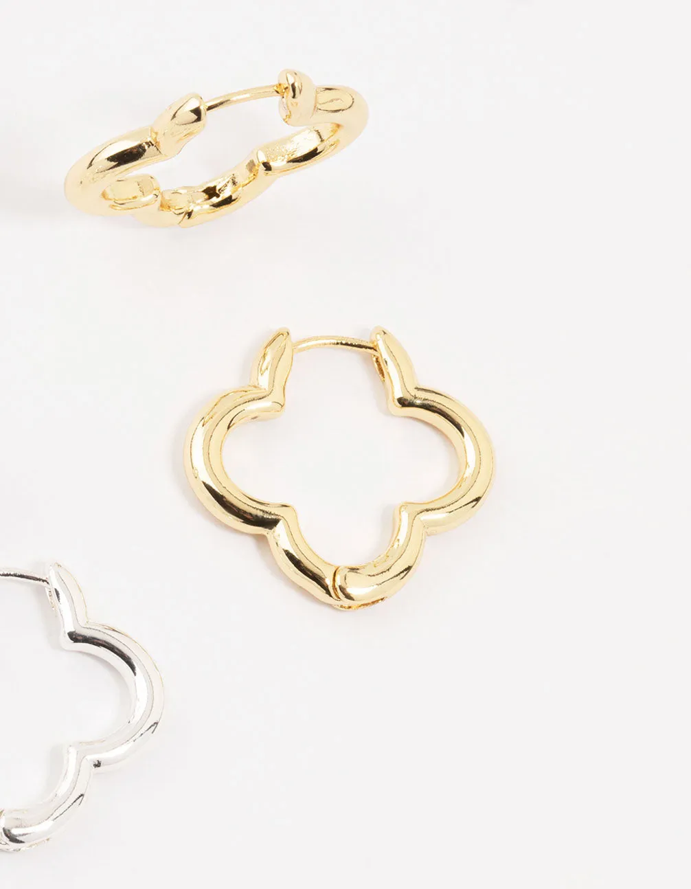 Mixed Metals Clover Hoop Earrings 2-Pack sold by lovisa product image thumbnail 3