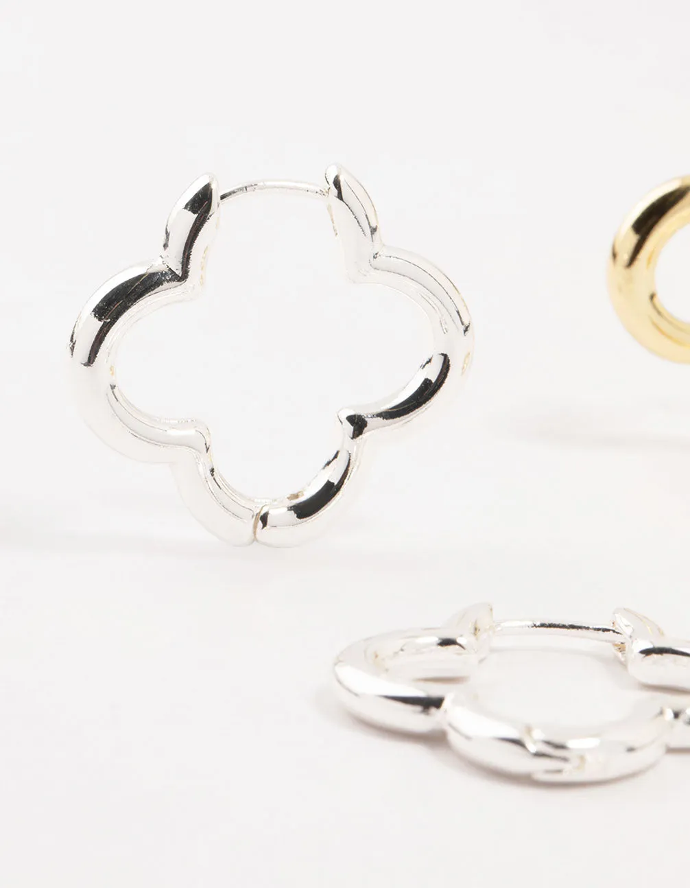 Mixed Metals Clover Hoop Earrings 2-Pack sold by lovisa product image thumbnail 2