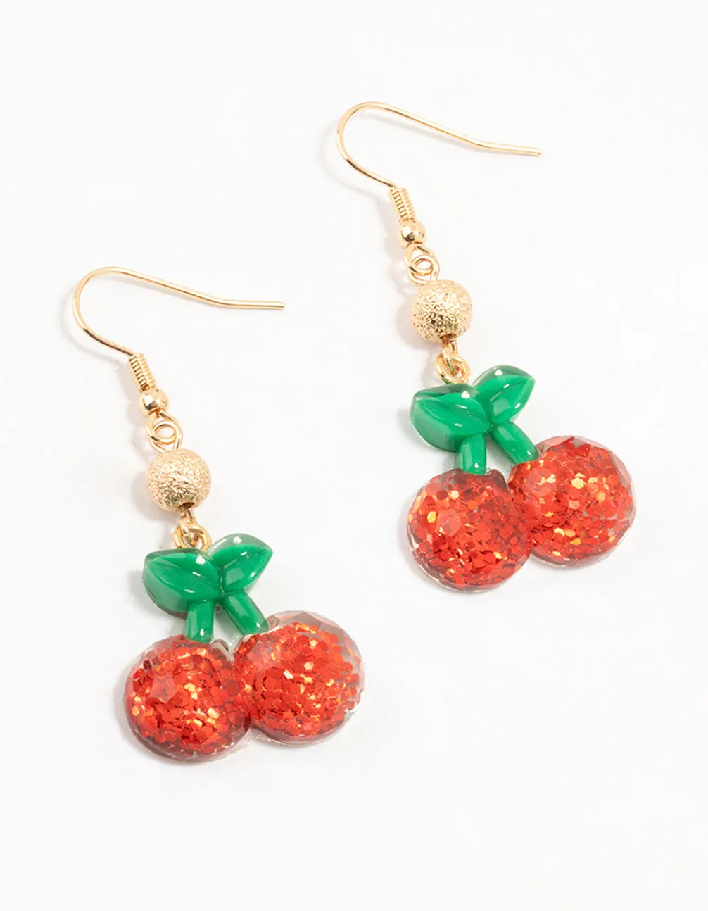 Red Acrylic Glitter Cherry Drop Earrings sold by lovisa