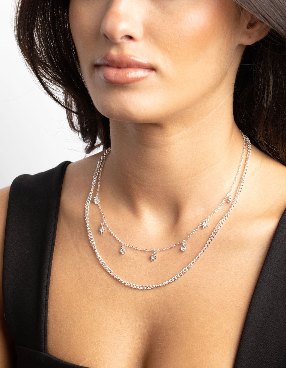 Silver Star & Diamante Layered Necklace sold by lovisa product image thumbnail 2