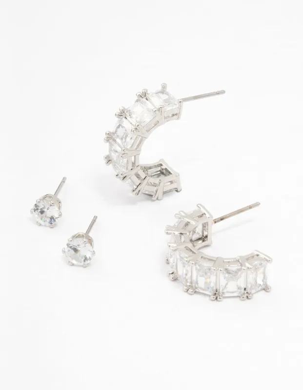 Silver Cubic Zirconia Hoop & Earrings Multipack sold by lovisa