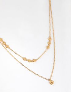 Gold Plated Mini Flower Layered Necklace sold by lovisa