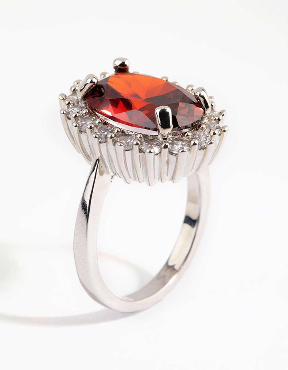 Rhodium Ruby Cubic Zirconia Oval Ring sold by lovisa product image thumbnail 3
