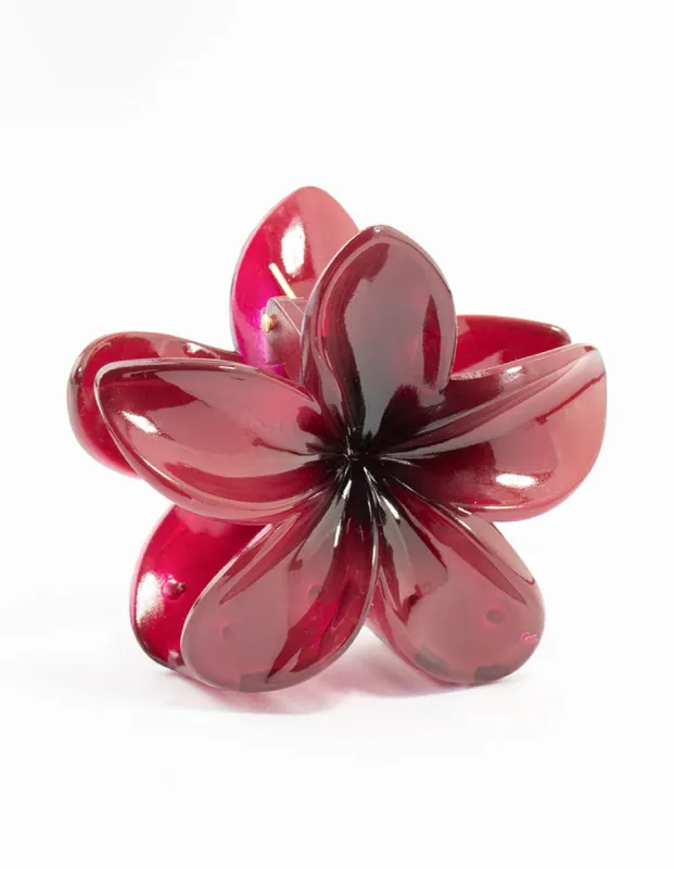 Burgunday Frangipani Hair Claw Clip sold by lovisa