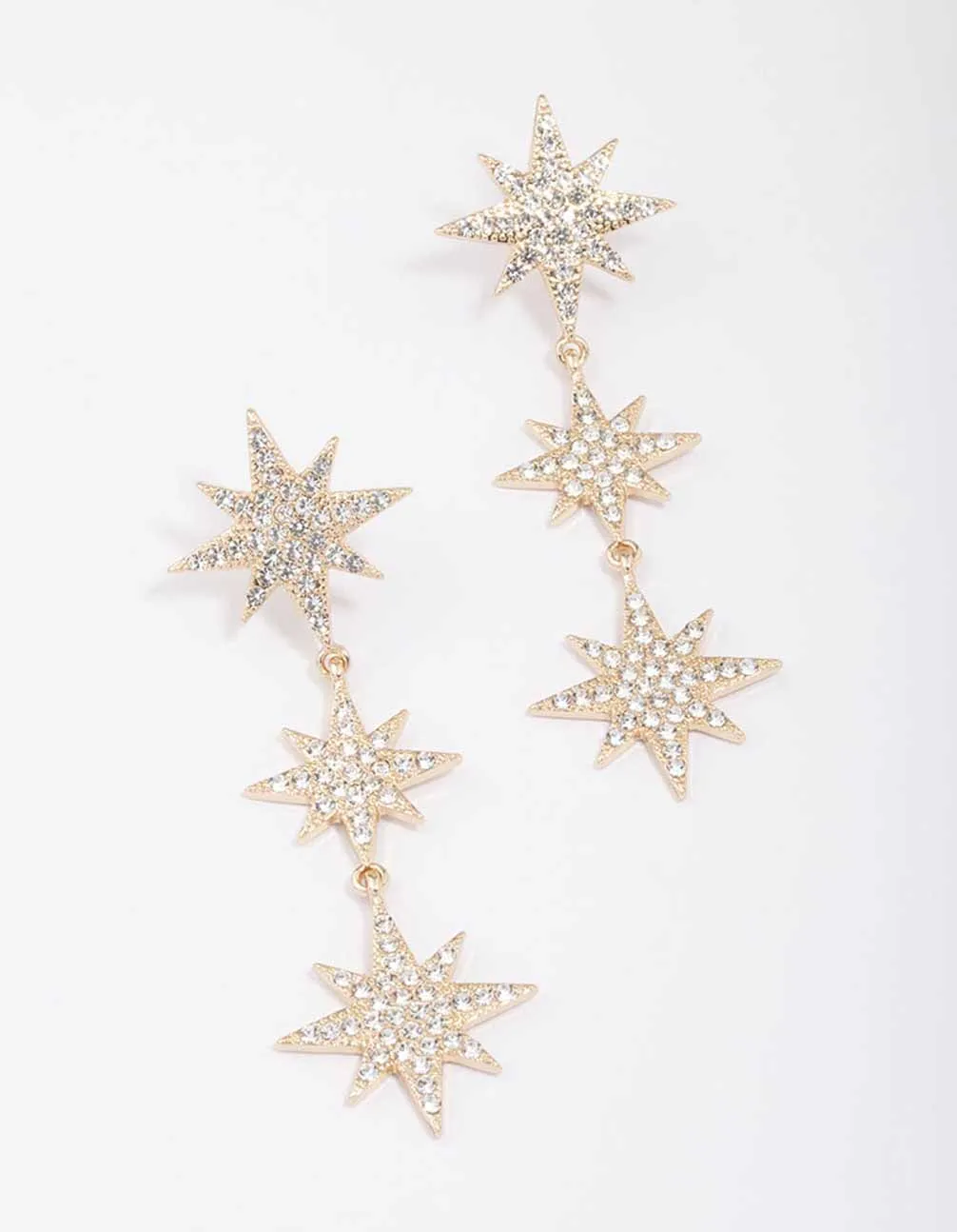 Gold Statement Diamante Star Drop Earrings sold by lovisa