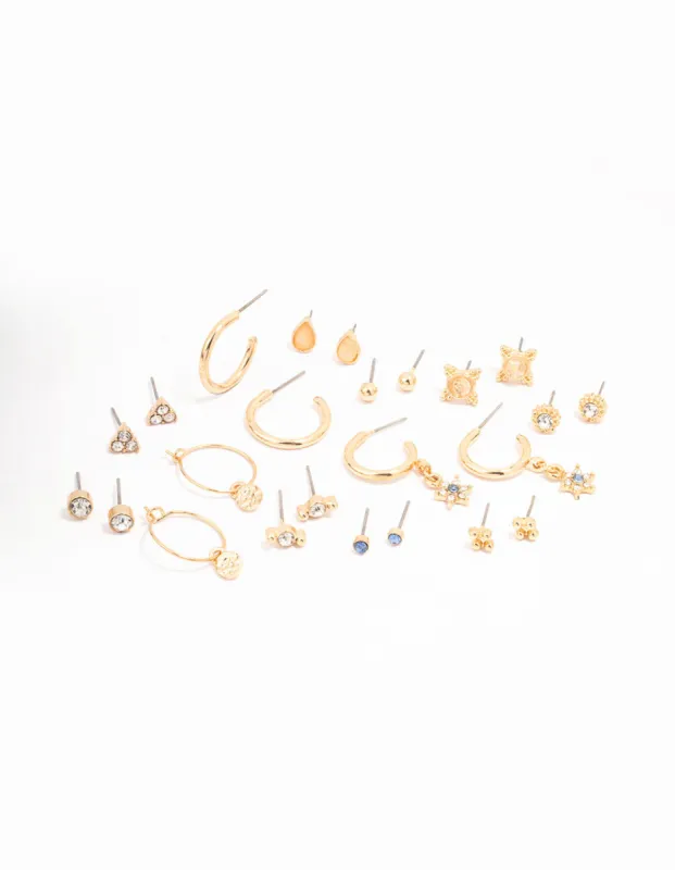 Gold Mixed Stone Hoop Earring 12-Pack sold by lovisa