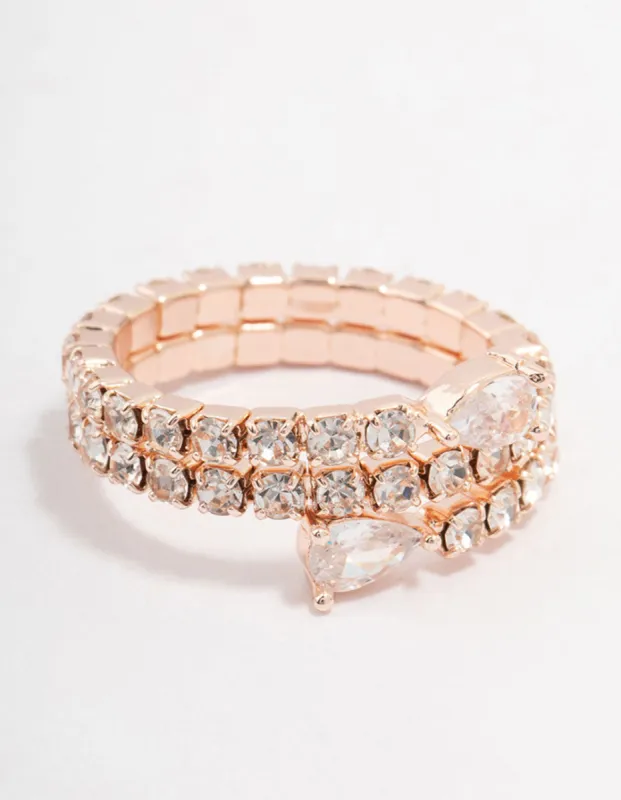 Rose Gold Cubic Zirconia Spiral Pear Ring sold by lovisa