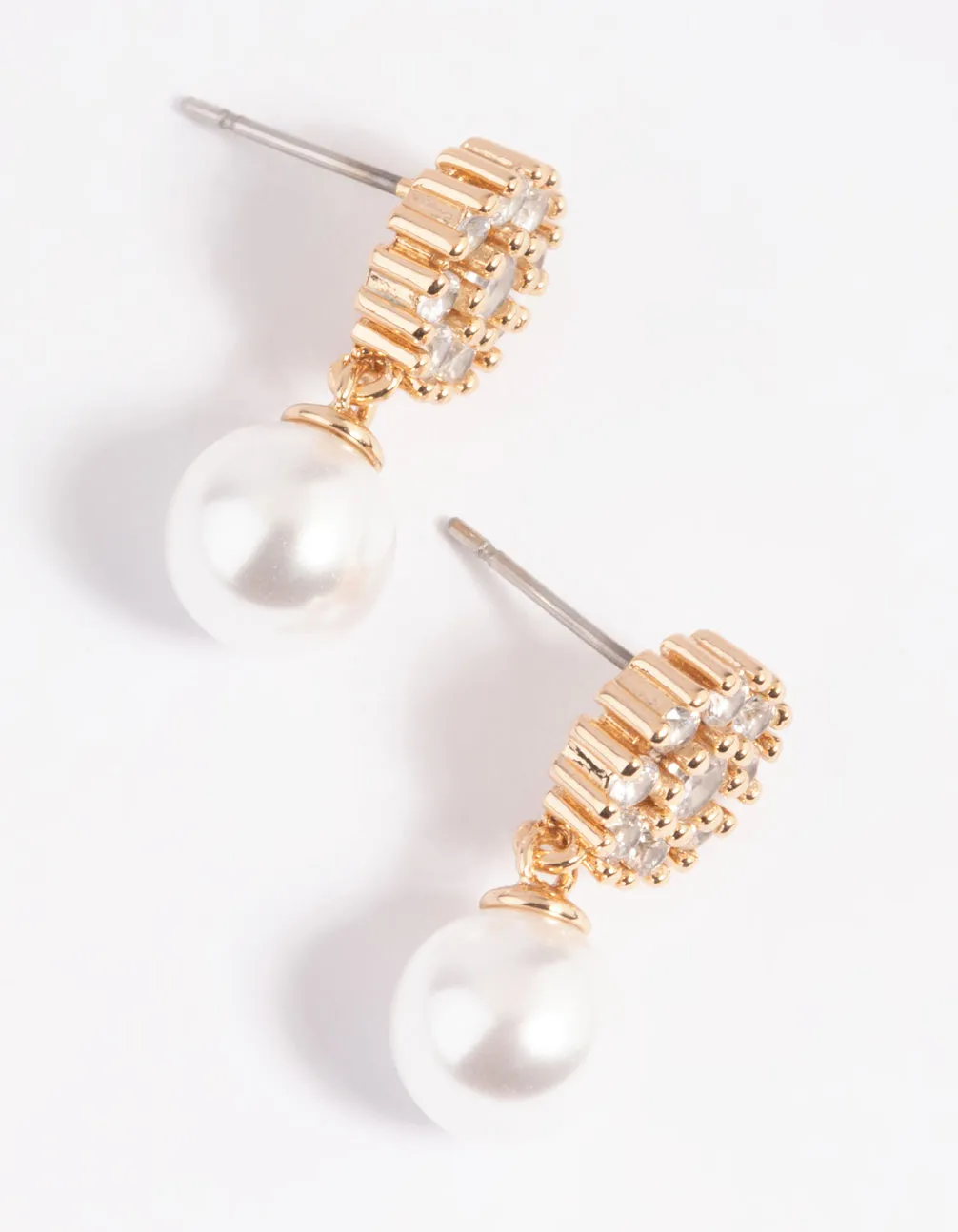 Gold Cubic Zirconia Flower & Pearl Drop Earrings sold by lovisa product image thumbnail 4