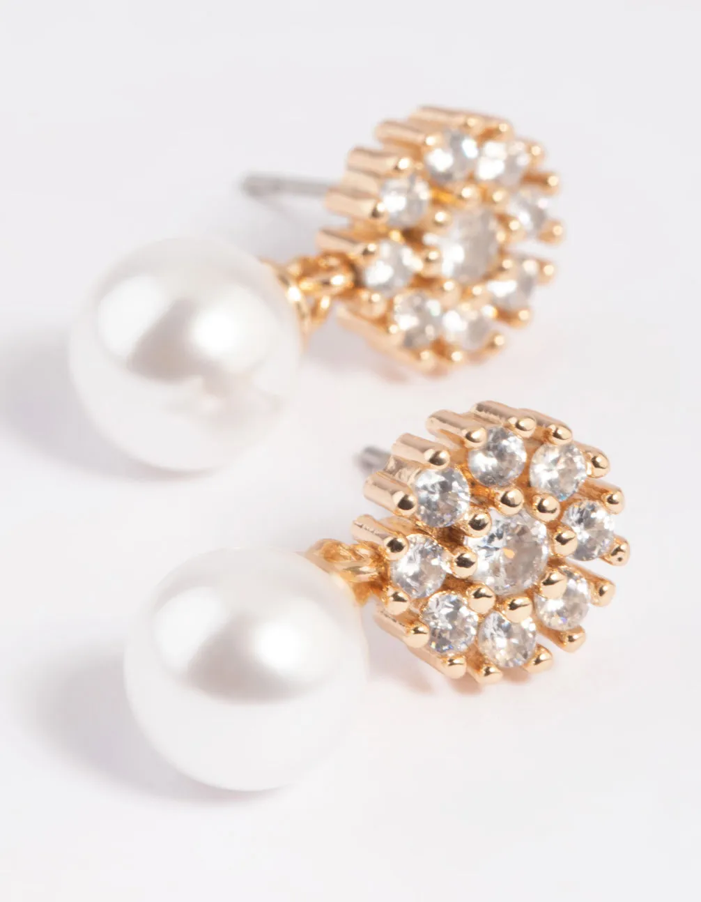 Gold Cubic Zirconia Flower & Pearl Drop Earrings sold by lovisa product image thumbnail 3