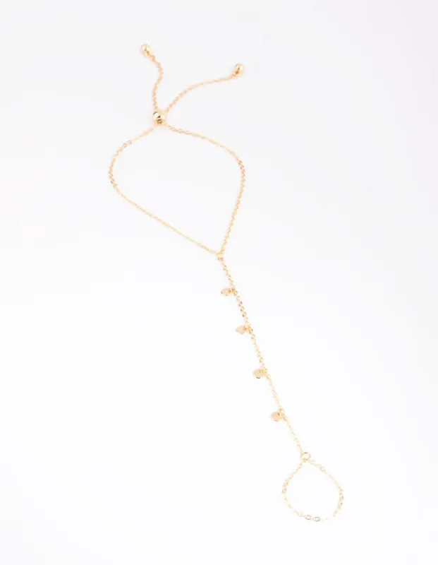 Gold Dainty Disc Hand Chain sold by lovisa
